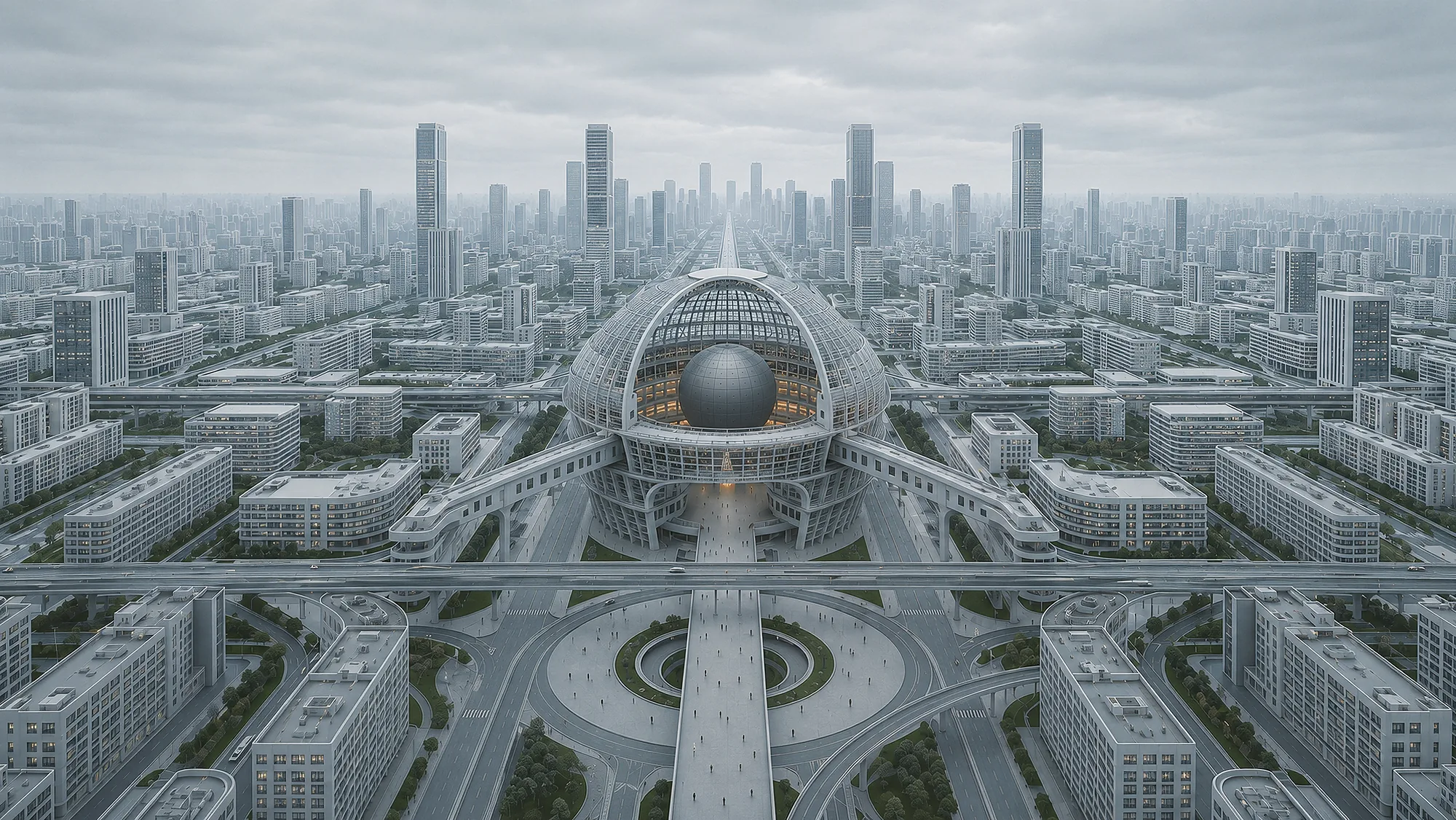 Wide view of the ordered city of the System